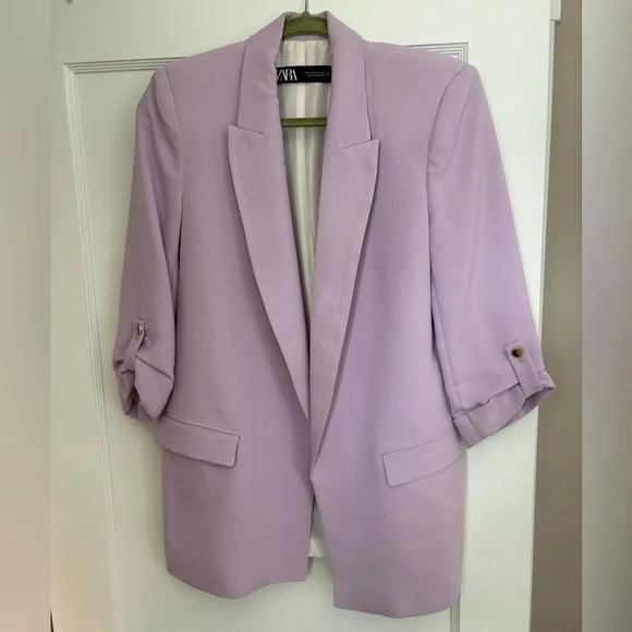 ZARA Lavender Cuffed Blazer - Picture 2 of 6